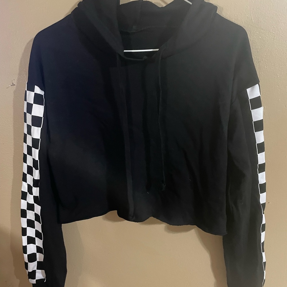 Black hoodie checkered sleeves